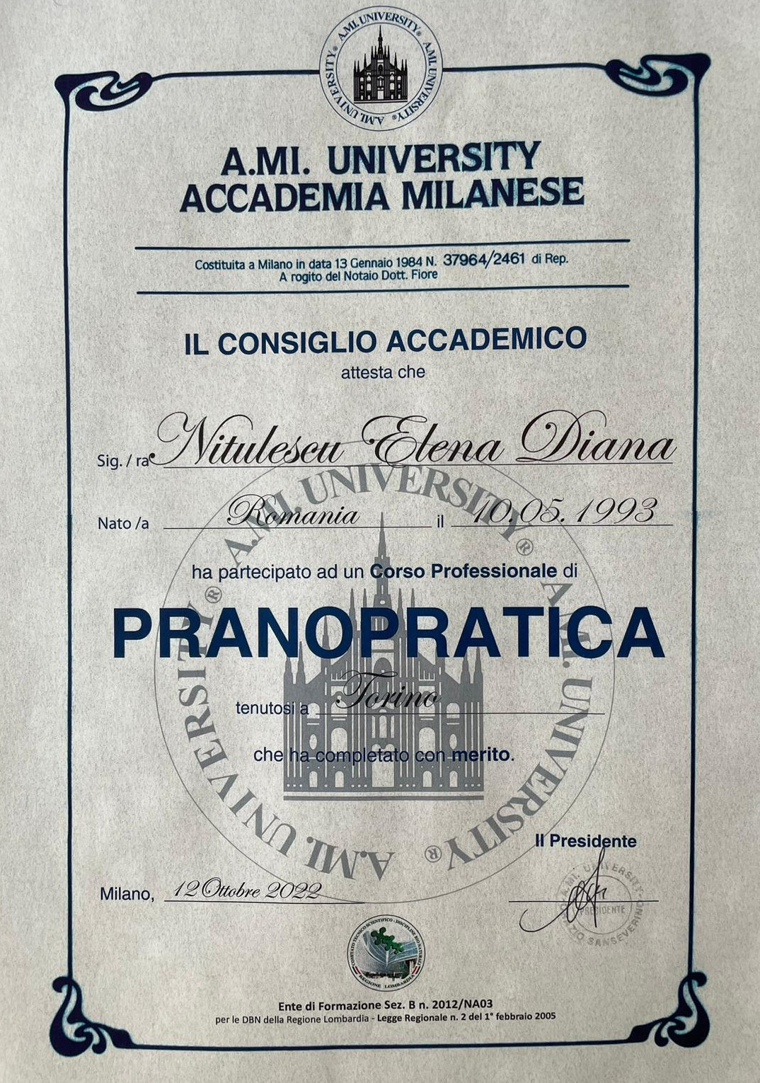 Univerta milano pranoterapia